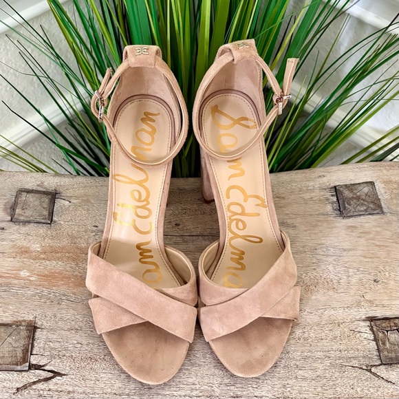 Sam Edelman Nude Suede Heeled Sandals - Picture 4 of 10